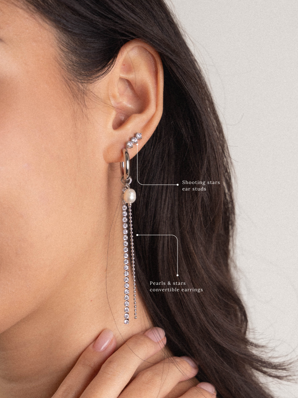 Pearls and stars convertible earrings