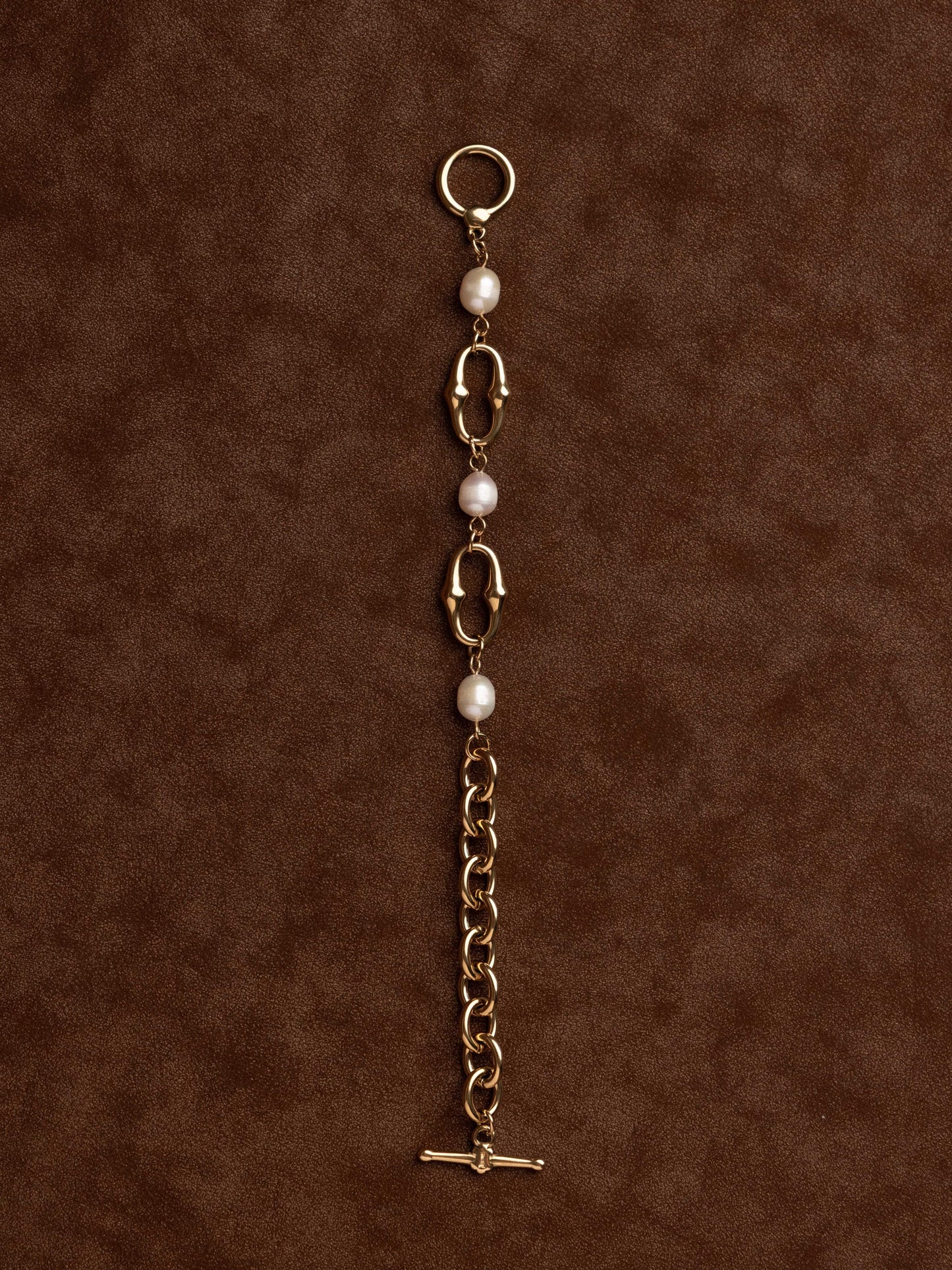 Abstract chain pearl bracelet