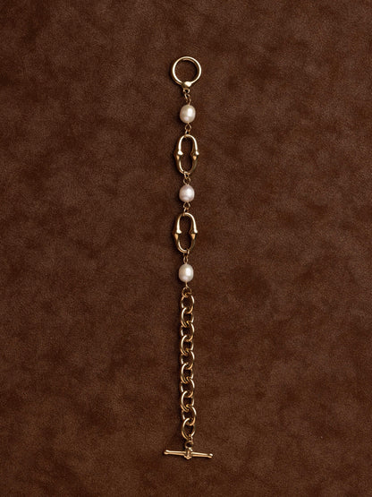 Abstract chain pearl bracelet