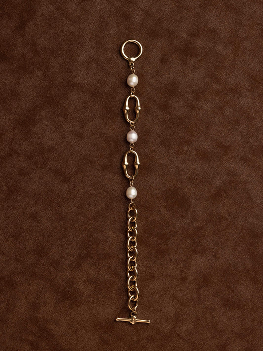 Abstract chain pearl bracelet