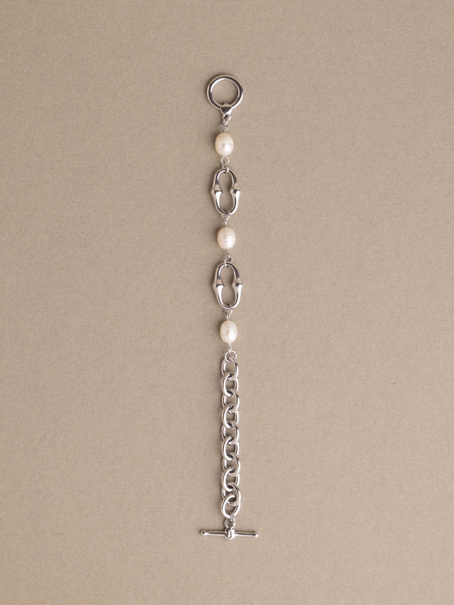 Abstract chain pearl bracelet