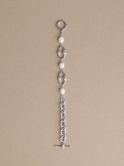 Abstract chain pearl bracelet