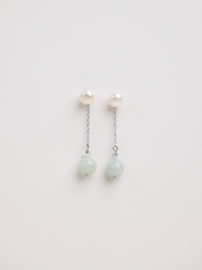 Pearl & Jade Detachable Drop Earrings