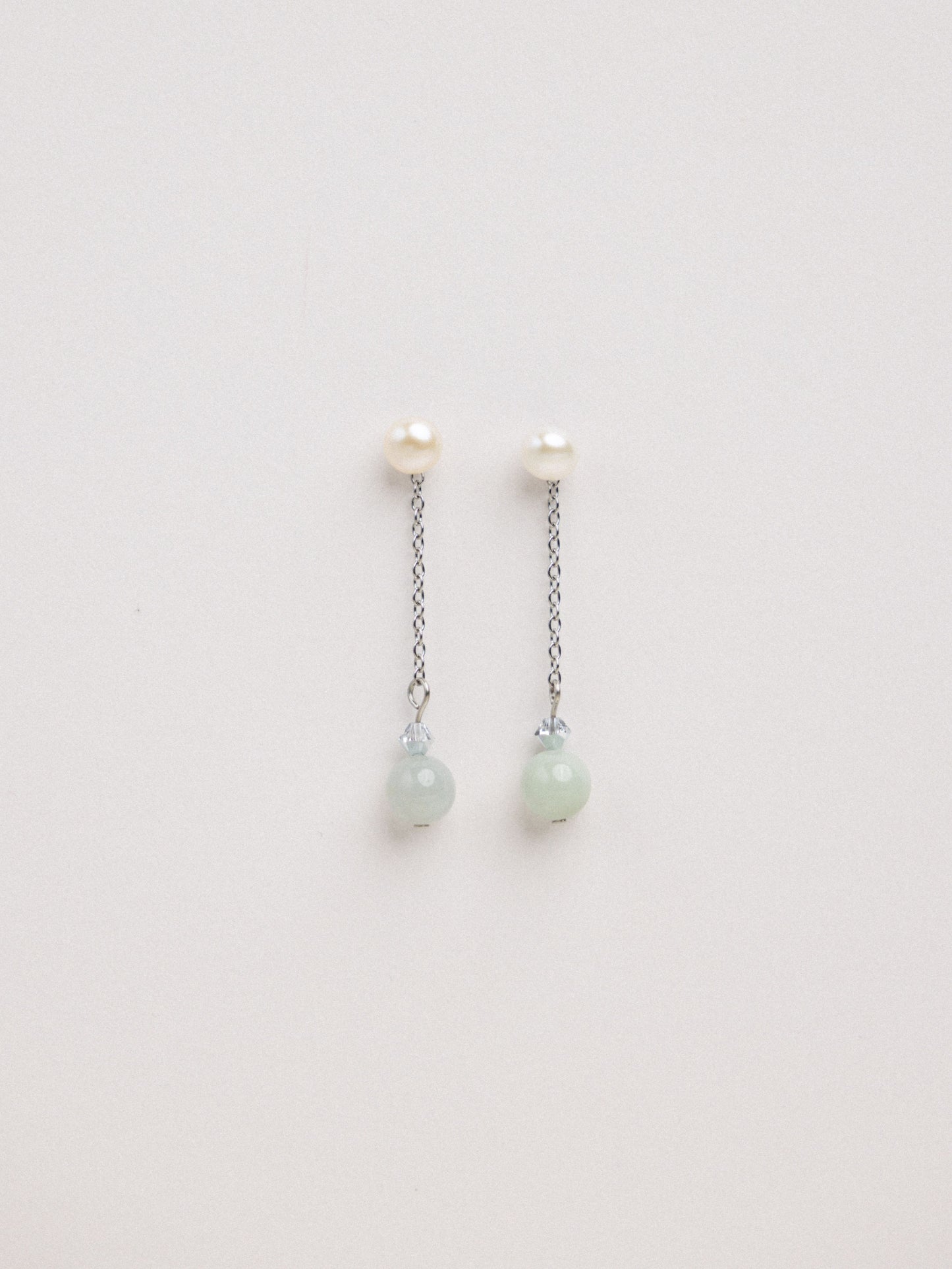 Pearl & Jade Detachable Drop Earrings