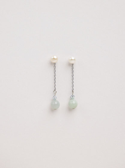 Pearl & Jade Detachable Drop Earrings