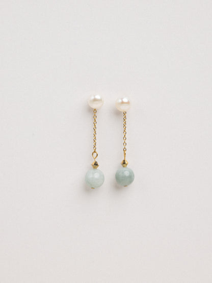 Pearl & Jade Detachable Drop Earrings