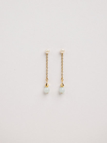 Pearl & Jade Detachable Drop Earrings