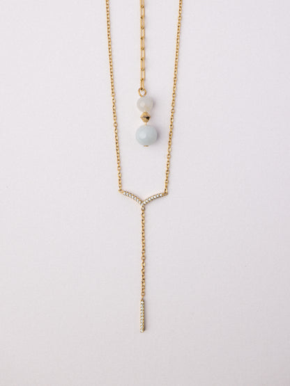 Blessing Lariat Necklace with Jade Back-Pendant
