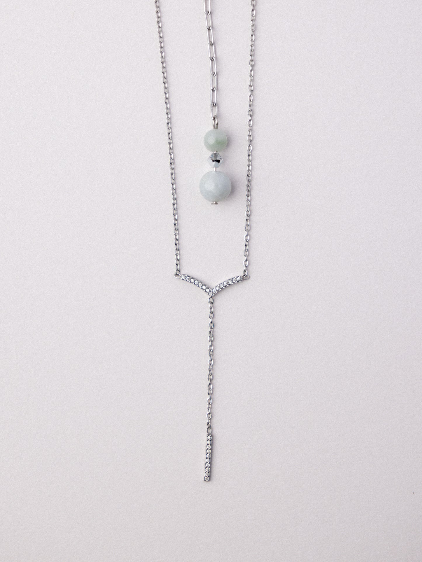 Blessing Lariat Necklace with Jade Back-Pendant