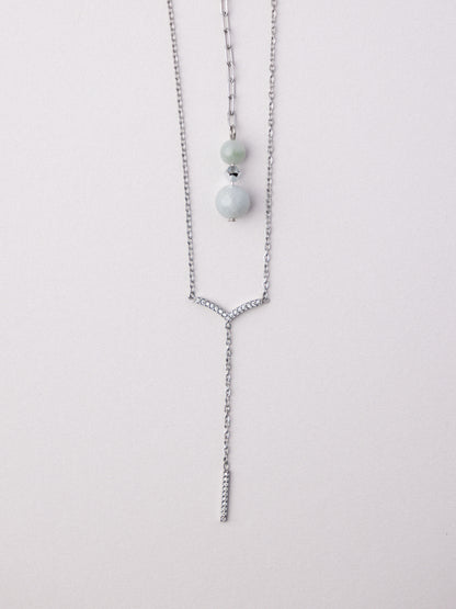 Blessing Lariat Necklace with Jade Back-Pendant