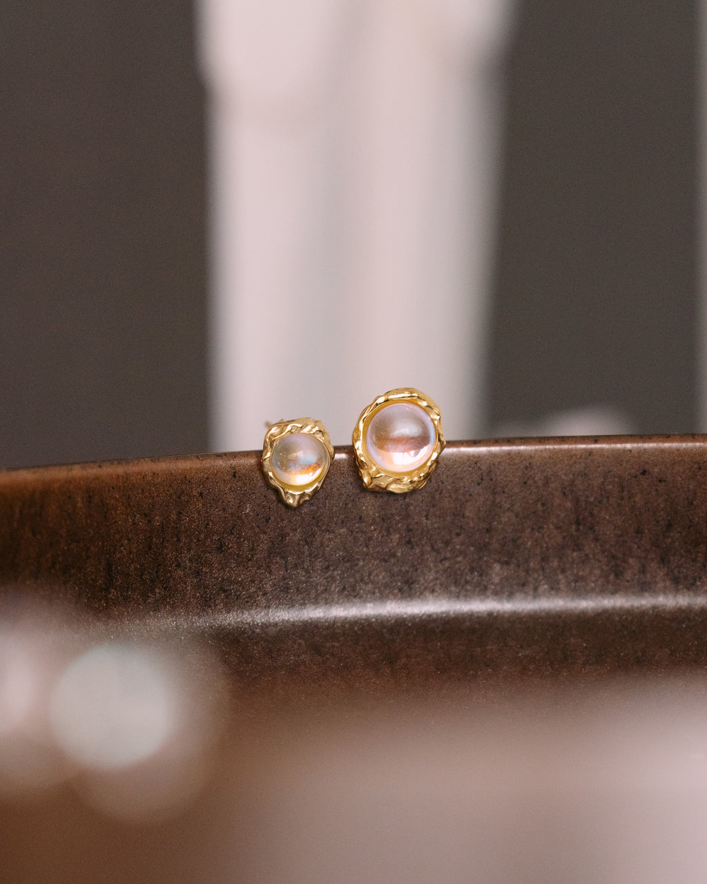 Luna petal asymmetrical studs