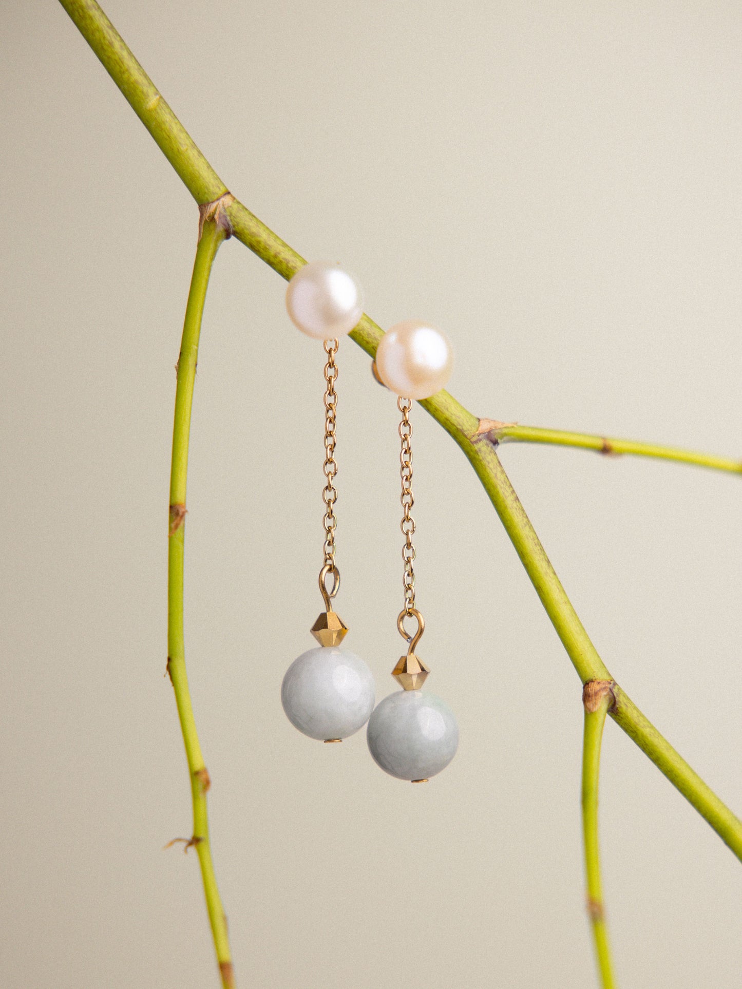 Pearl & Jade Detachable Drop Earrings