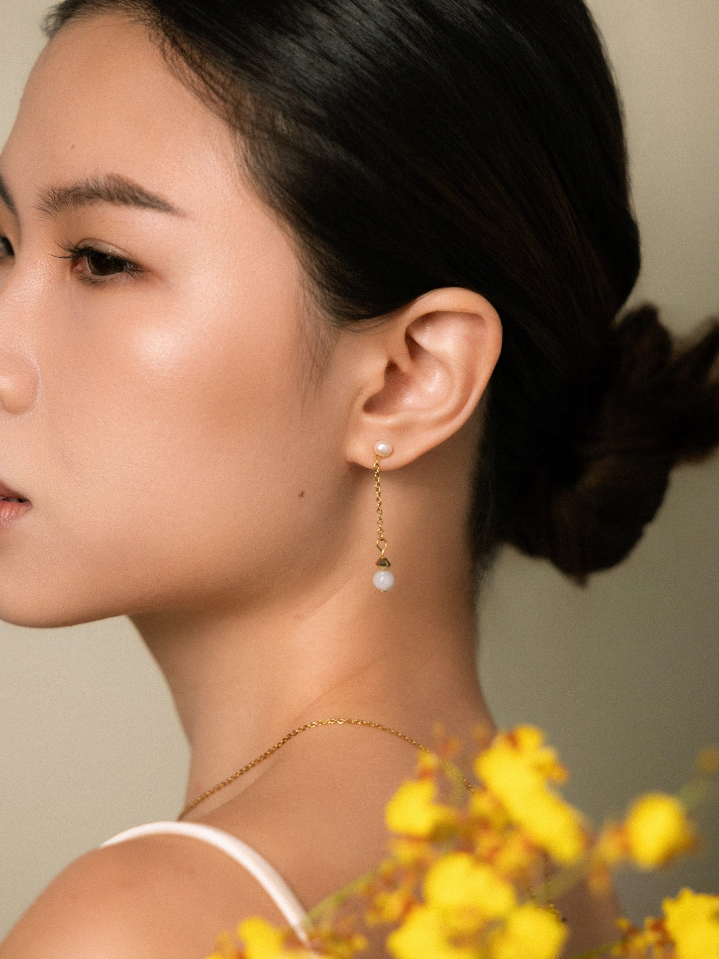 Pearl & Jade Detachable Drop Earrings