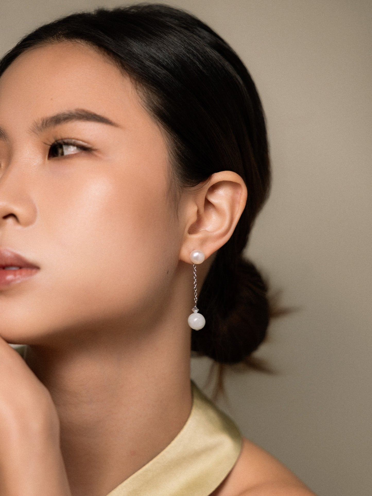 Pearl & Jade Detachable Drop Earrings