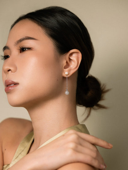 Pearl & Jade Detachable Drop Earrings