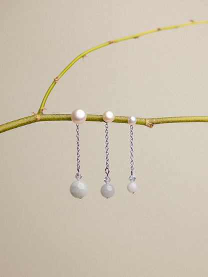Pearl & Jade Detachable Drop Earrings