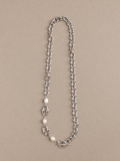 Abstract Pearl Chain Necklace