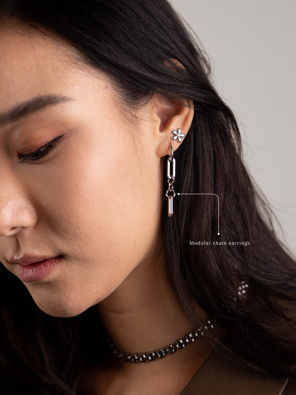 Modular chain earrings