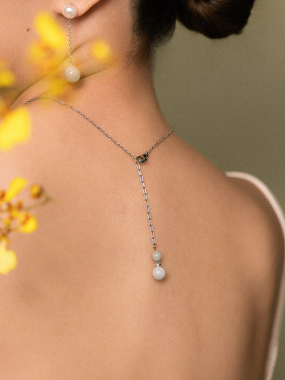 Blessing Lariat Necklace with Jade Back-Pendant