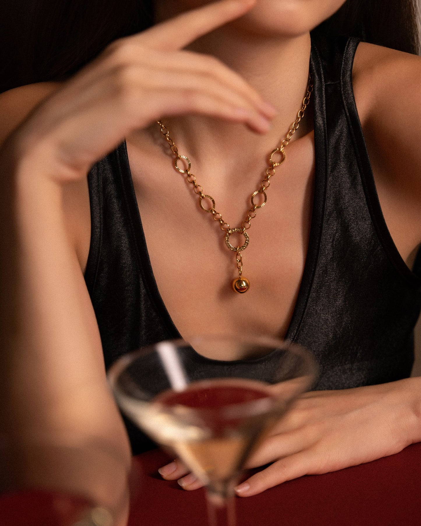 Oval Drop Lariat Necklace