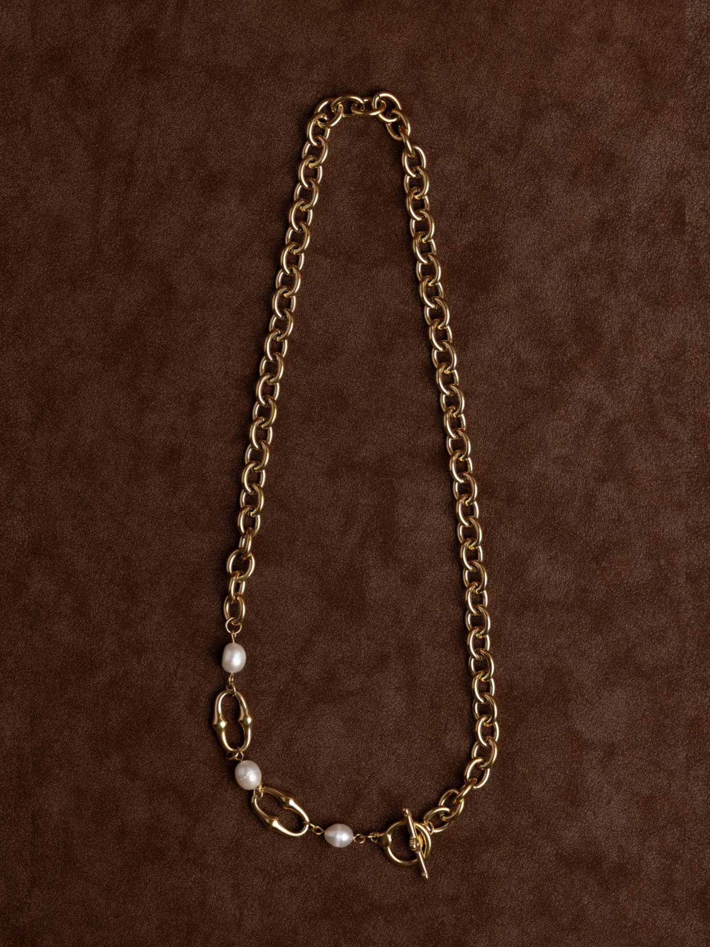 Abstract Pearl Chain Necklace