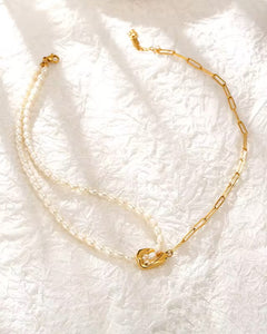 The half pearl half chain necklace