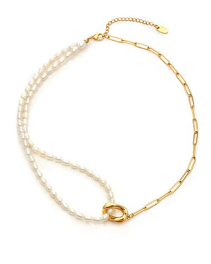 The half pearl half chain necklace