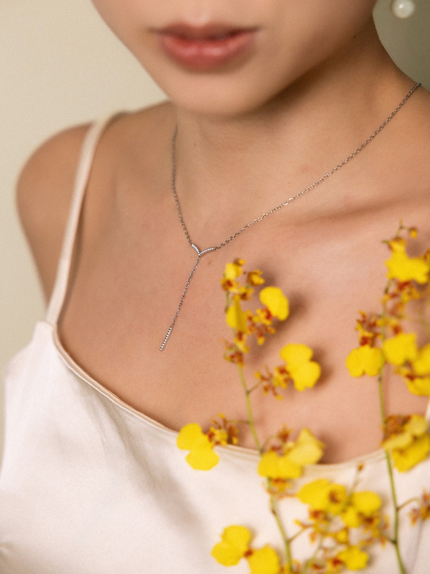 Blessing Lariat Necklace with Jade Back-Pendant