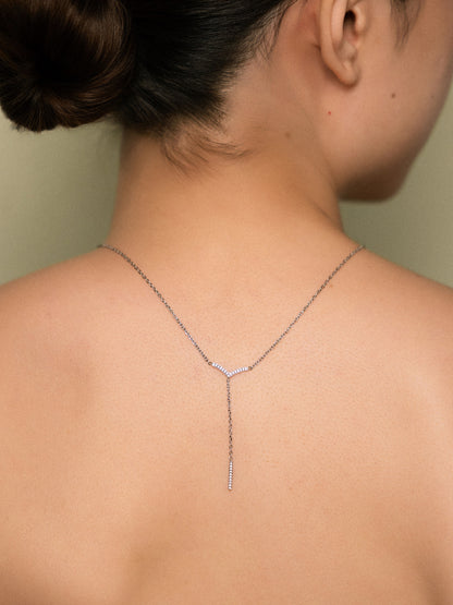 Blessing Lariat Necklace with Jade Back-Pendant