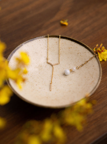 Blessing Lariat Necklace with Jade Back-Pendant