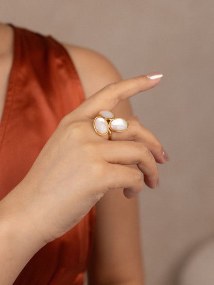 Lunar mother of pearl ring